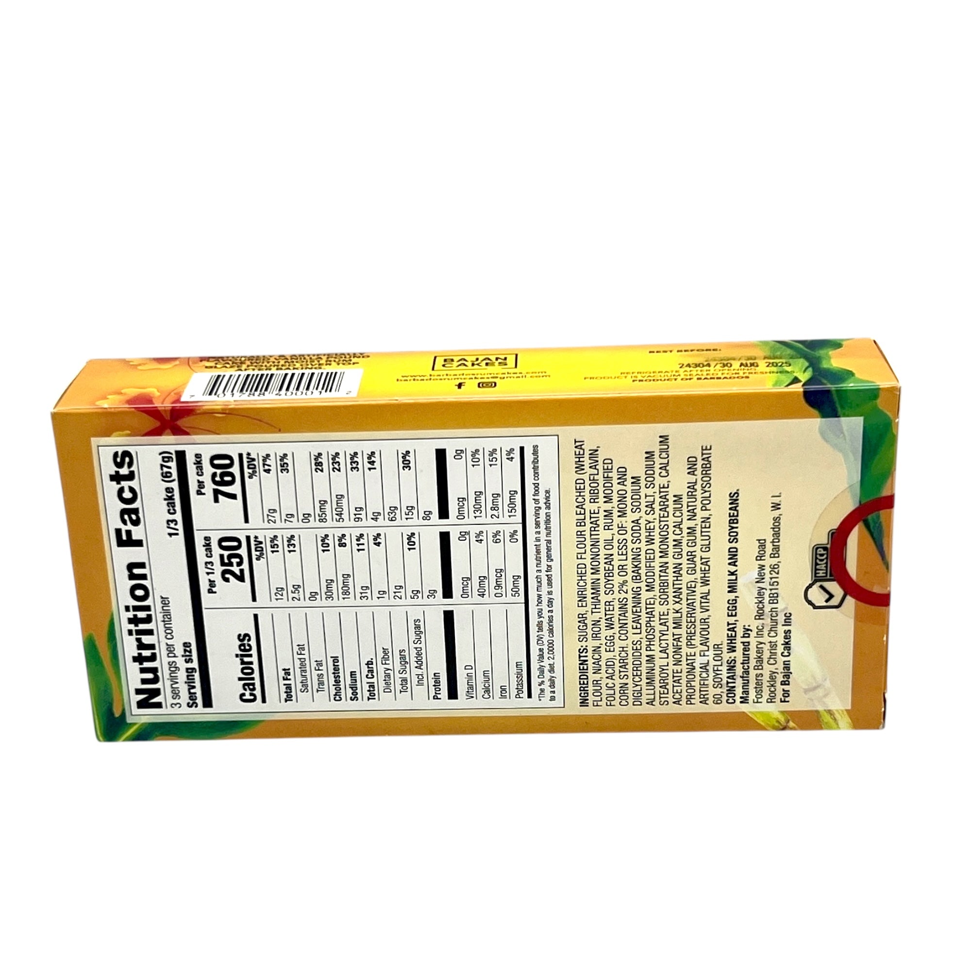 Barbados Rum Cake 7 Oz.