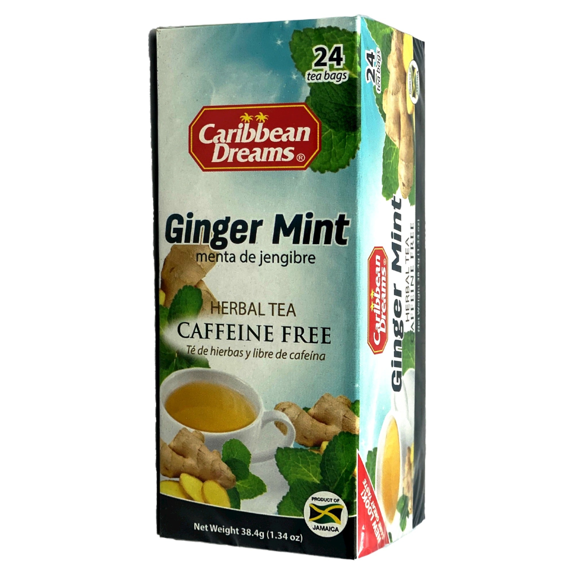 CARIBBEAN DREAMS GREEN TEA & MINT TEA - 24 TEA BAGS 38.4G (1.34OZ)