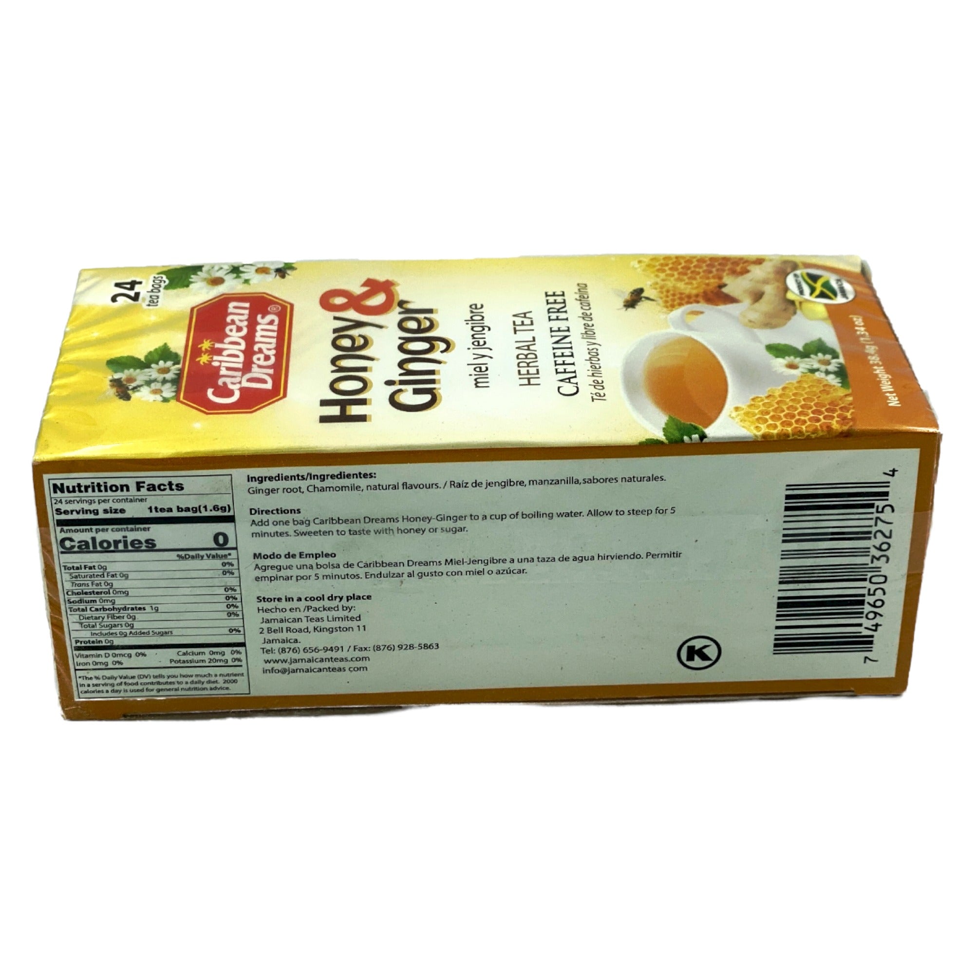 CARIBBEAN DREAMS HONEY GINGER 24 TEA BAGS 38.4G (1.340Z)