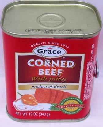 GRACE CORNED BEEF  12 OZ. 

GRACE CORNED BEEF  12 OZ.: available at Sam's Caribbean Marketplace, the Caribbean Superstore for the widest variety of Caribbean food, CDs, DVDs, and Jamaican Black Castor Oil (JBCO). 