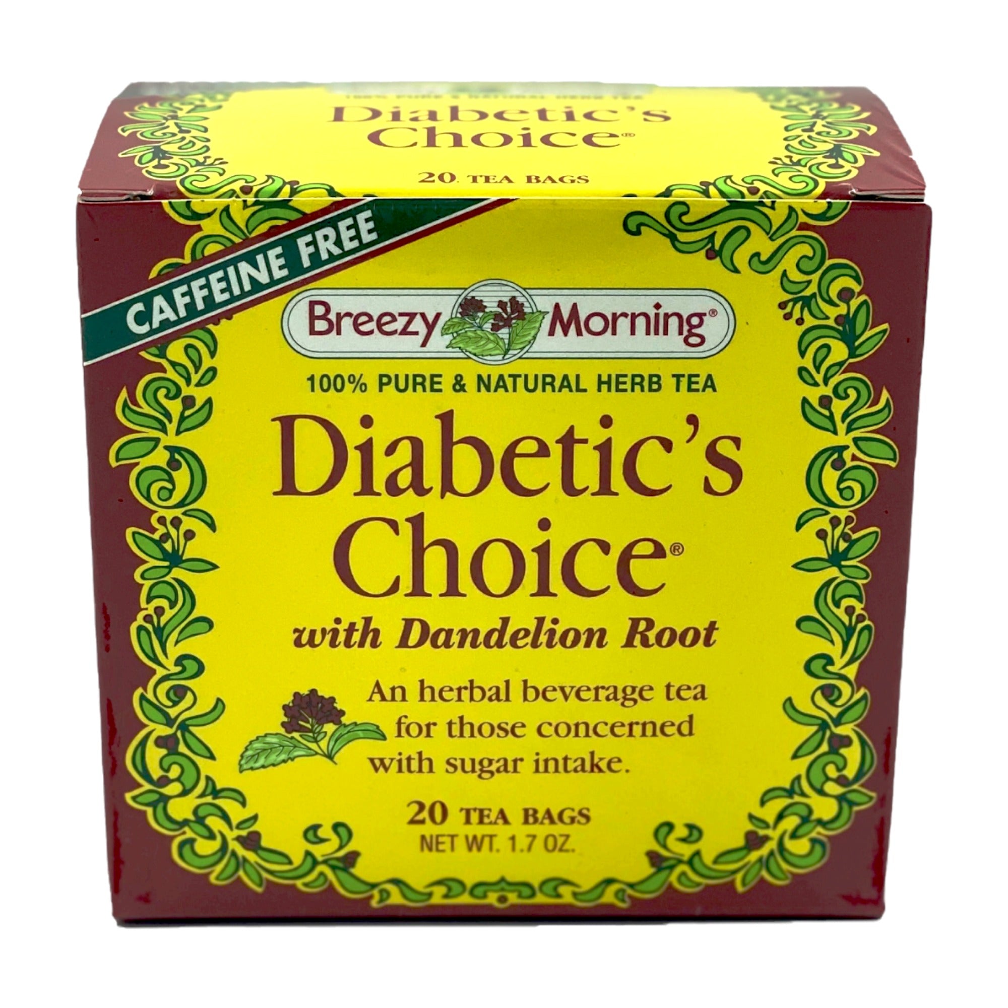 BREEZY MORNING DIABETIC'S CHOICE WITH DANDELION ROOT TEA - 20 TEA BAGS 1.7 OZ