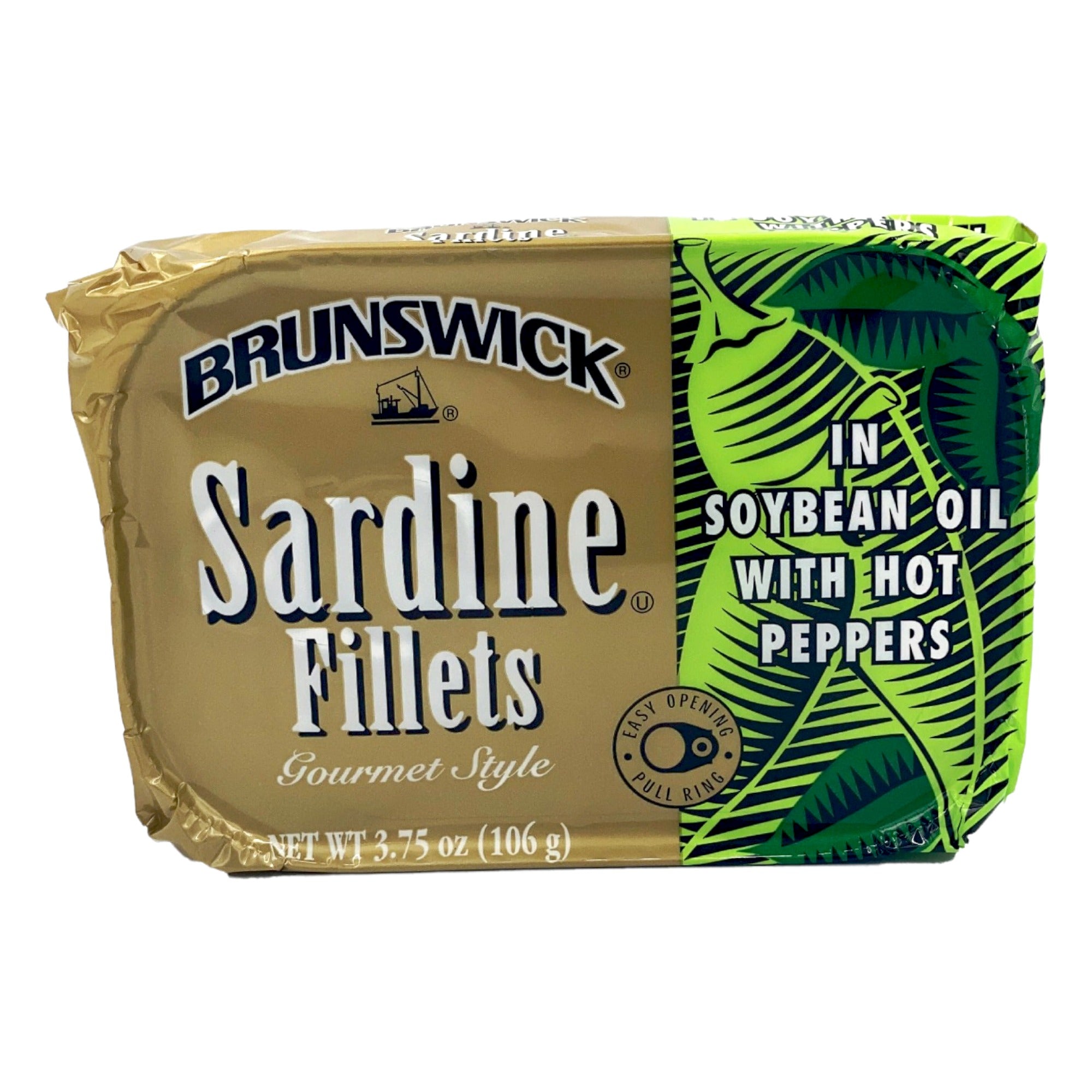 BRUNSWICK SARDINE FILLETS IN SOYBEAN OIL WITH HOT PEPPERS