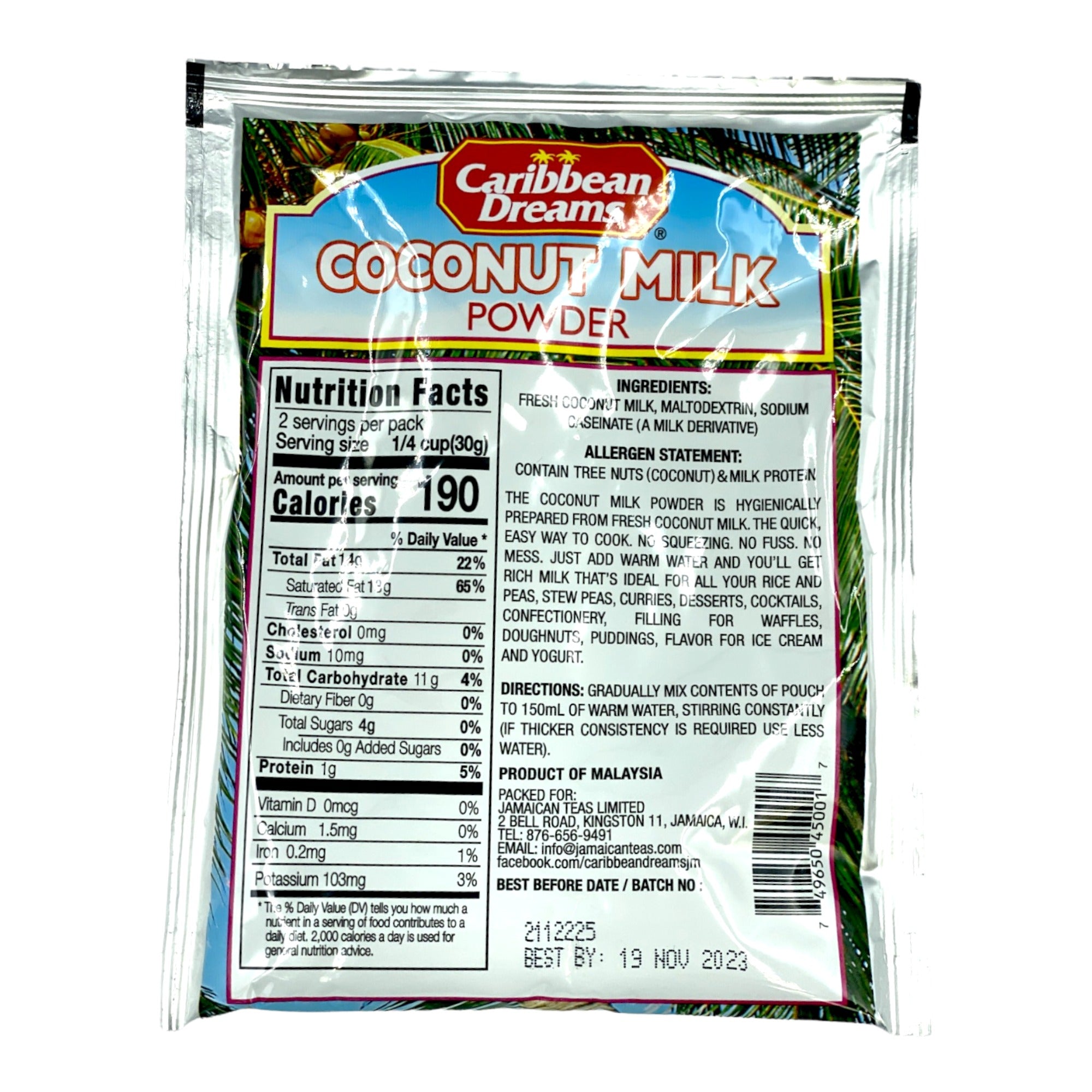 CARIBBEAN DREAMS COCONUT MILK POWDER 1.76 OZ.