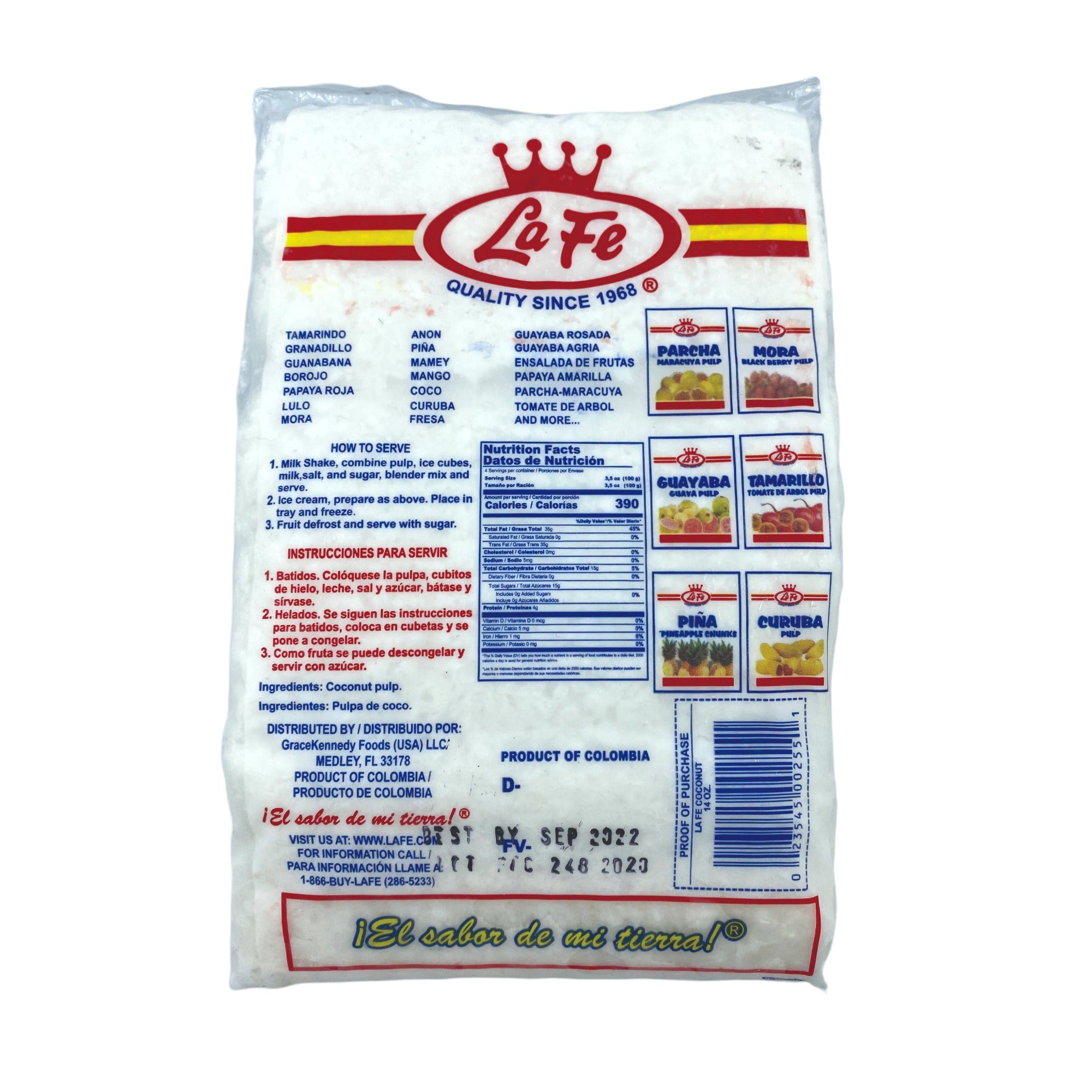 LA FE GRATED COCONUT PULP 14 OZ