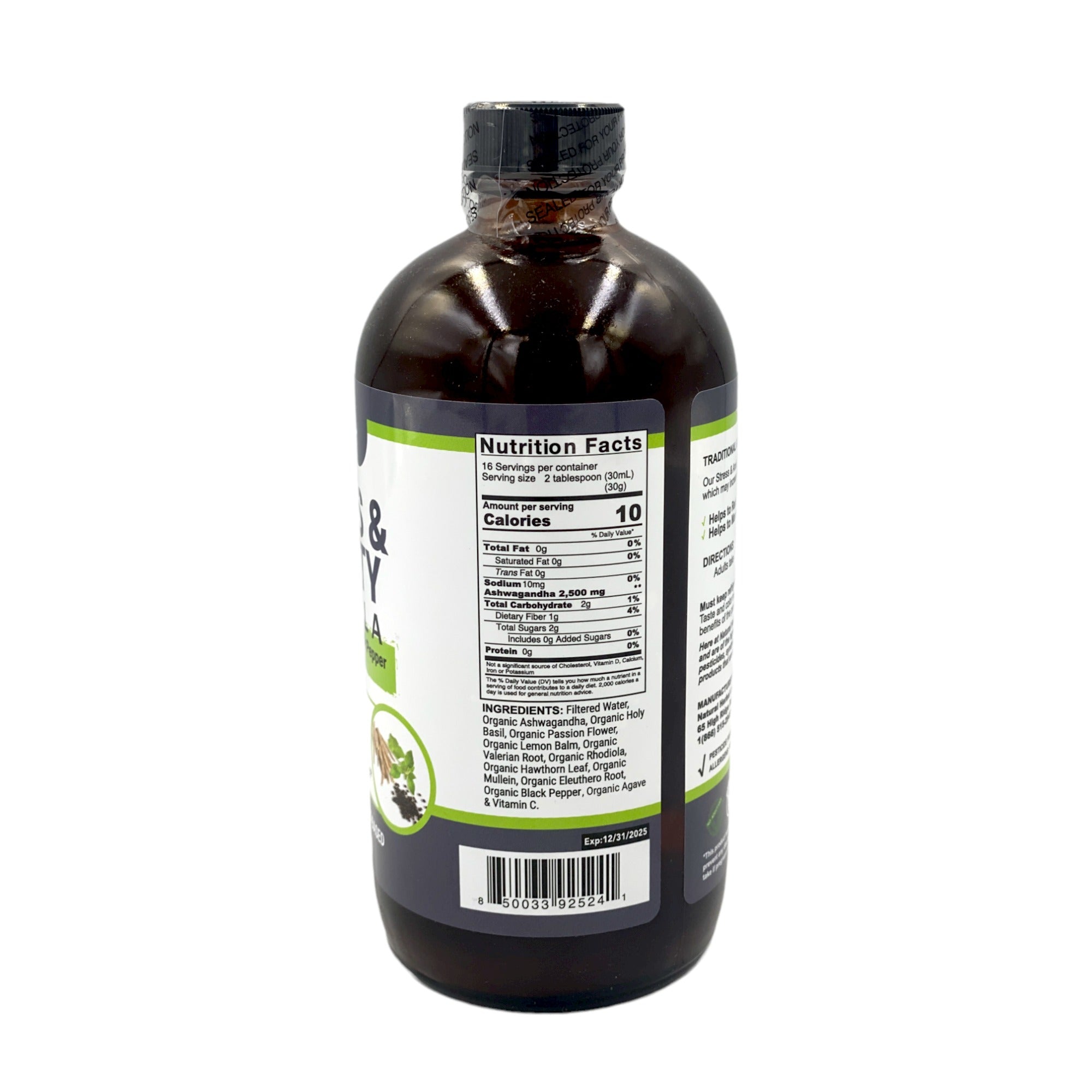 NATURAL HERBAL LABS STRESS & ANXIETY HEALTH FORMULA 16 OZ.